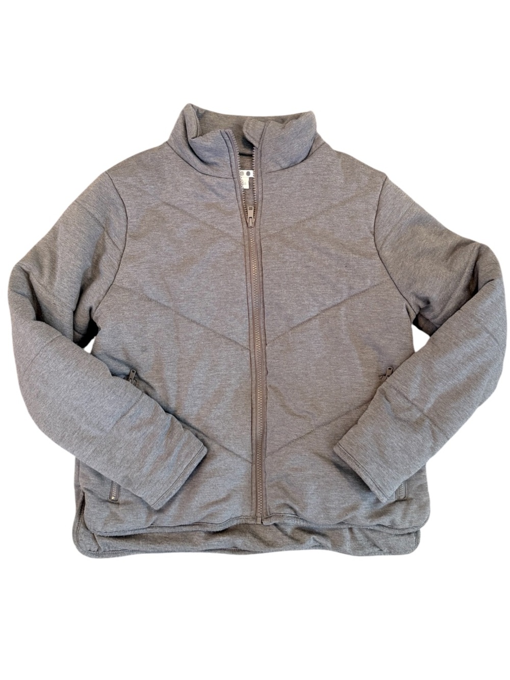 Gray Quilted Zip-Up Jacket